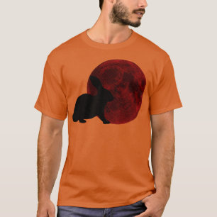 Camiseta Mono coelho da lua vermelha minimalista Bunny Moon