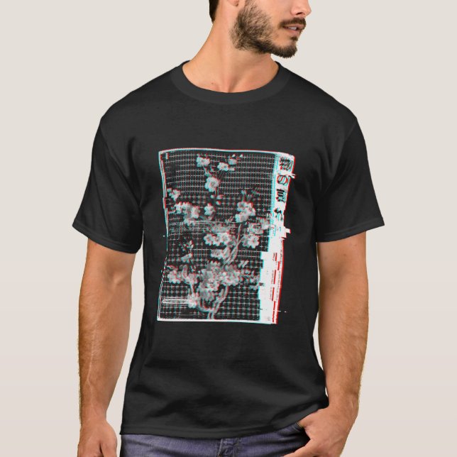 Camiseta Mono No Aware Japonês Glitch Otaku Vaporvawe (Frente)