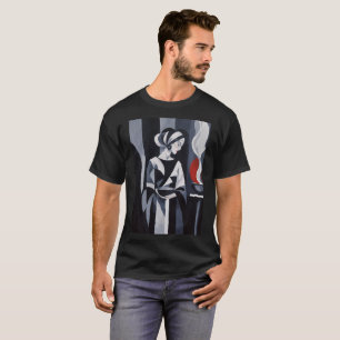 Camiseta Monocromática Art Déco de Mulher Mística