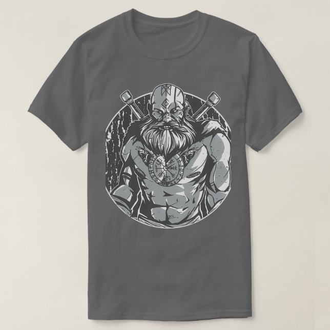 Camiseta Monocromático Viking Warrior (Frente do Design)