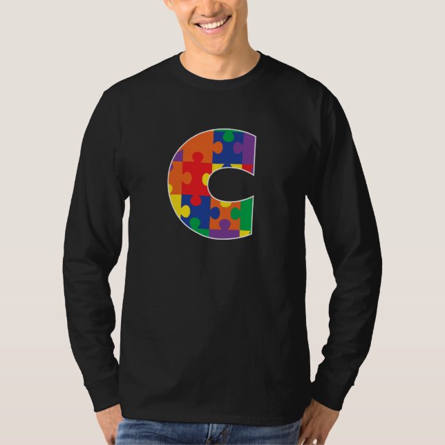 Camiseta Monogram C in Multi Color Puzzle Pieces (Frente)