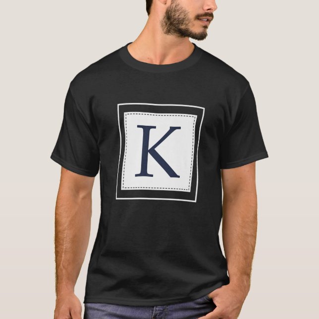 Camiseta Monogram Letter K Alphabet K Initial Navy Blue   (Frente)