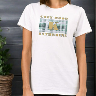 Camiseta Monograma aconchegante xadrez branca