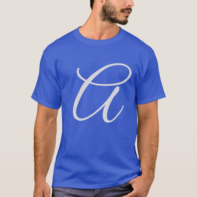 Camiseta Monograma Adicionar Seu Nome Azul Inicial (Frente)