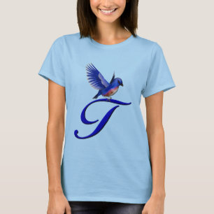 Camiseta Monograma Azul Elegante Inicial T