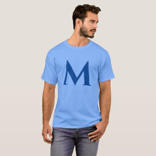 Camiseta Monograma Azul Nome Próprio Modelo de presente ini