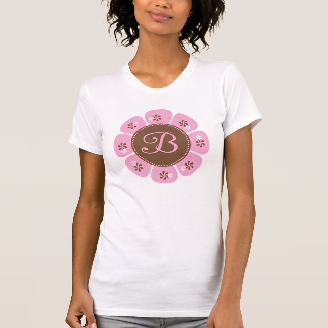 Camiseta Monograma B castanho e rosa (Frente)
