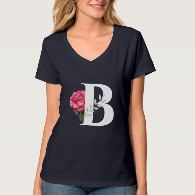 Camiseta Monograma B em Rosa Rosa Rosa Branca e Sair (Frente)