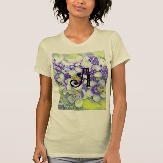 Camiseta Monograma Blossomas Brancos de Cereja Aquarela (Frente)