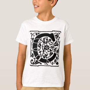Camiseta Monograma C inicial. Padrão Personalizado de Nome 