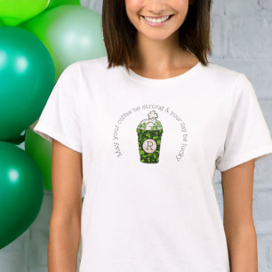 Camiseta Monograma Café Dia de São Patrício Festivo Engraça