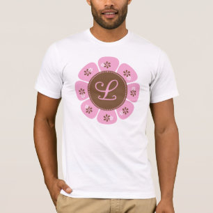 Camiseta Monograma castanho e rosa L