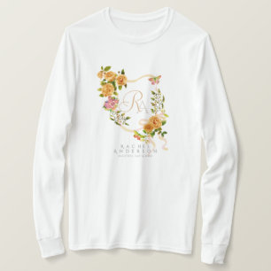 Camiseta Monograma Chic Dourado Rosa Branco