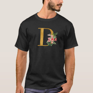 Camiseta Monograma Cinto Letras Iniciais Flores Capital D P