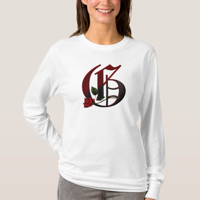 Camiseta Monograma cor-de-rosa gótico G (Frente)