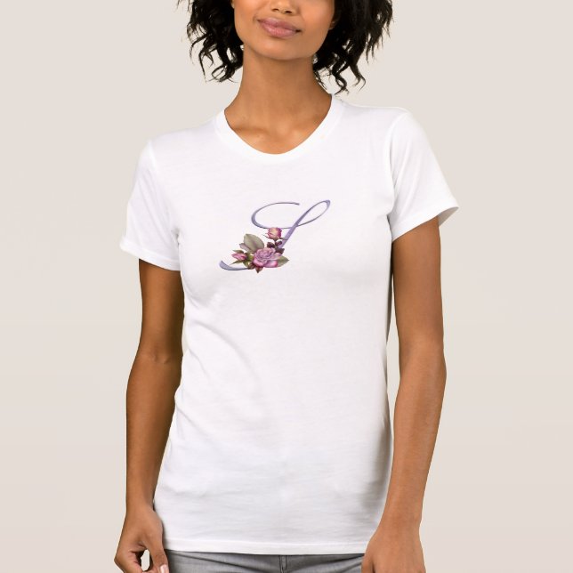 Camiseta Monograma cor-de-rosa S dos rosas (Frente)