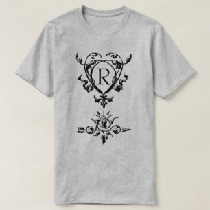 Camiseta Monograma, Coração Gótica E Camiseta-T