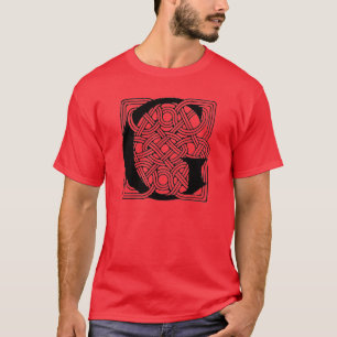 Camiseta Monograma da Letra G Impressão de Nó Celta Vintage