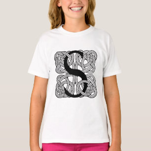 Camiseta Monograma da Letra S Impressão Vintage do Nó Celta