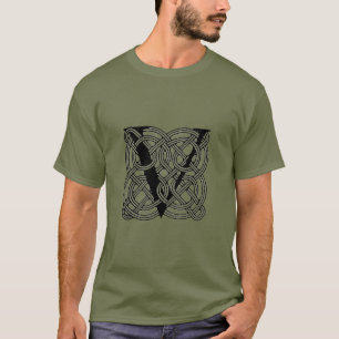 Camiseta Monograma da Letra V Impressão de Nó Celta Vintage