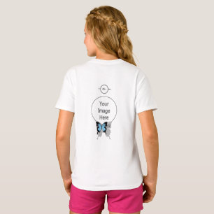 Camiseta Monograma da Sombra da Borboleta Azul Elegante
