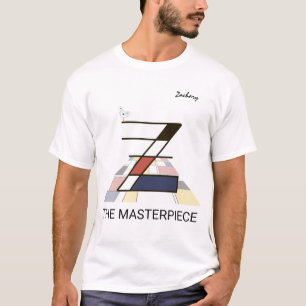 Camiseta Monograma de Arte Moderna e Pássaro Cuto - Letra