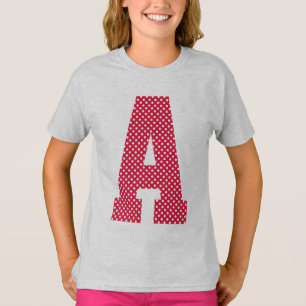 Camiseta Monograma de Bolinhas Vermelhas e Brancas