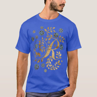 Camiseta Monograma de caligrafia de Ouro de luxo com letra 