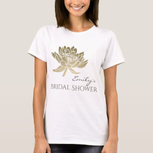 CAMISETA MONOGRAMA DE CHÁ DE PANELA DE LOTUS DOURADO E GLA