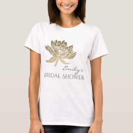 CAMISETA MONOGRAMA DE CHÁ DE PANELA DE LOTUS DOURADO E GLAM