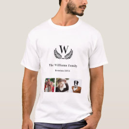 Camiseta Monograma de colagem de fotografias de reunião fam