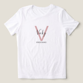 Camiseta Monograma de Dama de Honra Rosa Empoeirad
