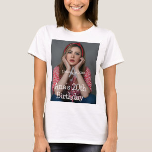 Camiseta Monograma de foto feliz aniversário de 20 anos cin