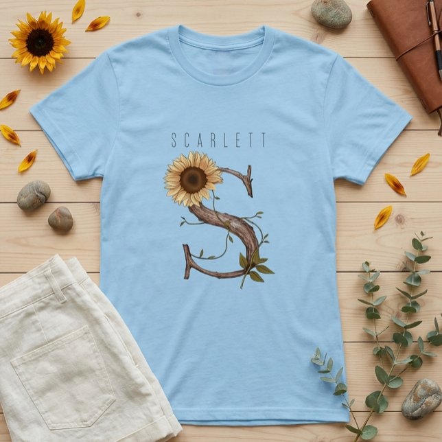 Camiseta Monograma de Girassol 'S' Elegante (Criador carregado)