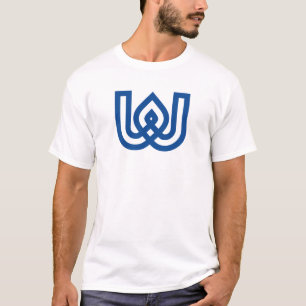 Camiseta Monograma de Letra W Geométrica Azul