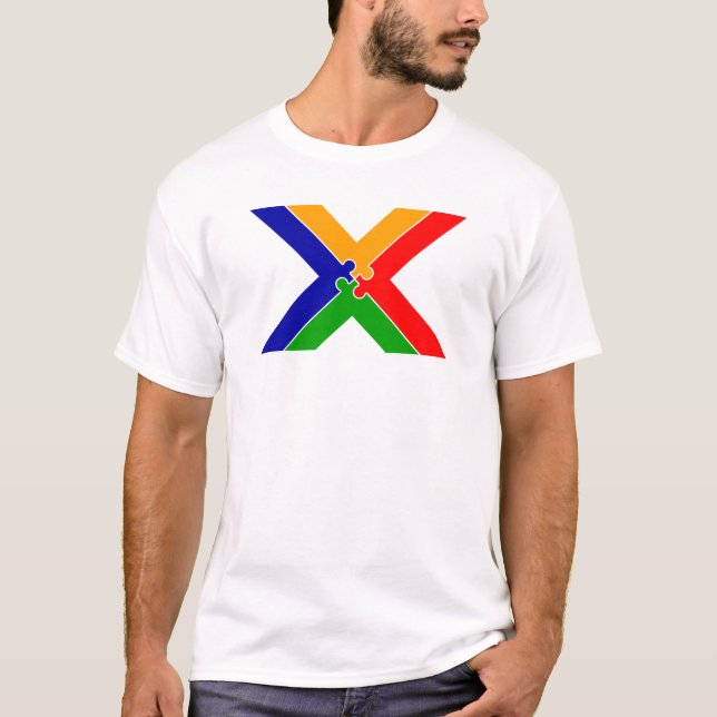 Camiseta Monograma de Letra X Puzzle (Frente)