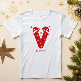 Camiseta Monograma de Natal com Cor Editável e Nome Persona