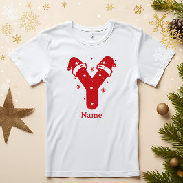 Camiseta Monograma de Natal com Cor Editável e Nome Persona