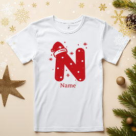 Camiseta Monograma de Natal com Cor Editável e Nome Persona