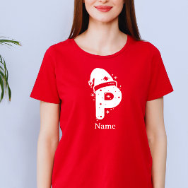 Camiseta Monograma de Natal com Nome Personalizado e Cor Ed