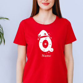 Camiseta Monograma de Natal com Nome Personalizado e Cor Ed