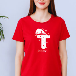 Camiseta Monograma de Natal com Nome Personalizado e Cor Ed