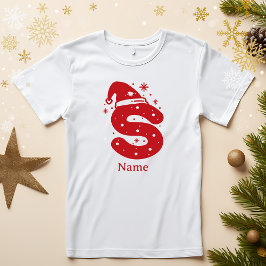 Camiseta Monograma de Natal com Nome Personalizado e Cor Ed