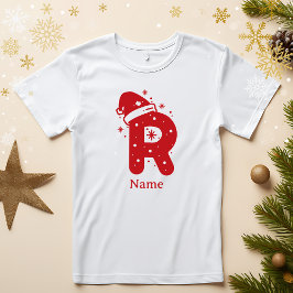 Camiseta Monograma de Natal com Nome Personalizado e Cor Ed