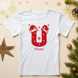 Camiseta Monograma de Natal com Nome Personalizado e Cor Ed