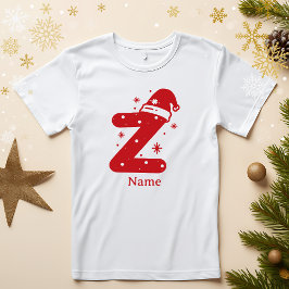 Camiseta Monograma de Natal com Nome Personalizado e Cor Ed