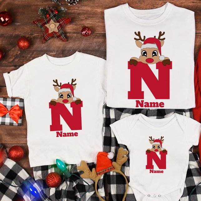 Camiseta Monograma de Natal Personalizado com Nome Engraçad (Criador carregado)