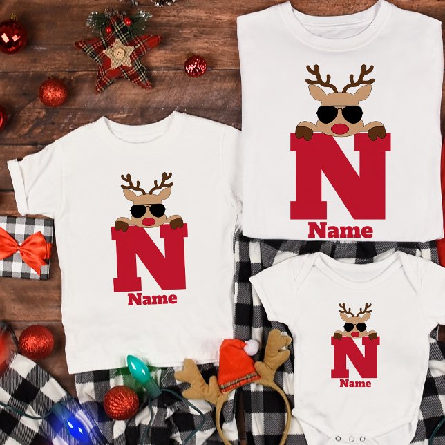 Camiseta Monograma de Natal Personalizado com Nome Legal Pa (Criador carregado)
