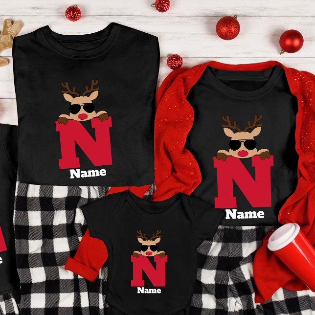 Camiseta Monograma de Natal Personalizado com Nome Legal Pa (Criador carregado)