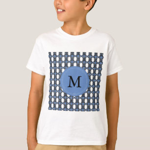 Camiseta Monograma de padrão de Abstrato azul personalizado